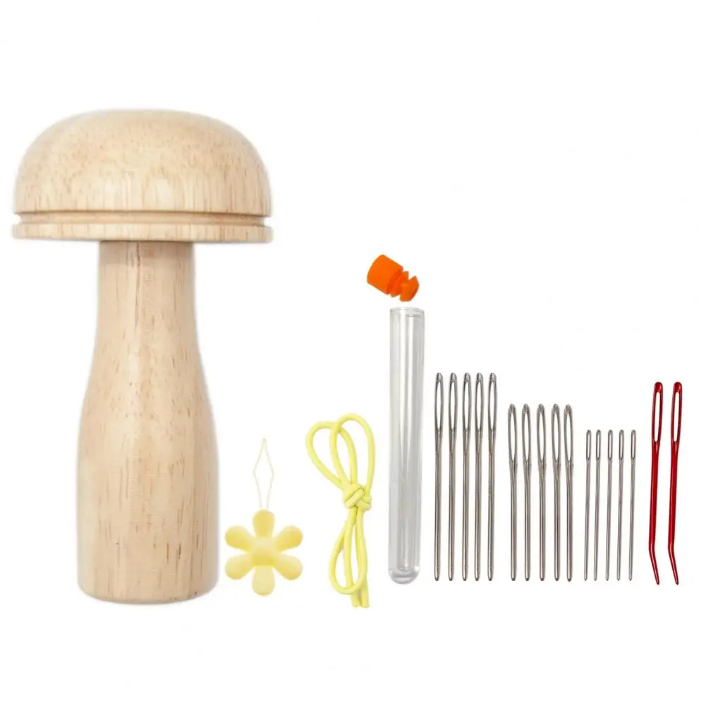 

1 Set Sewing Needle Set Cute Mushroom Needle Organizer Wooden Sewing Tool Set Handle Stitching Needles Sewing Knitting Needles