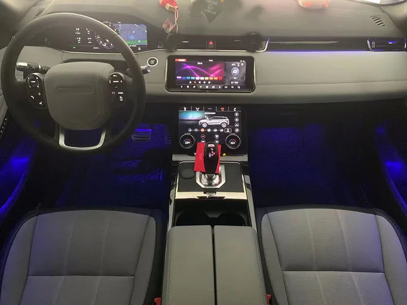 Фото Супер атмосферное окружающее освещение для Range Rover Evoque 2020, автомобильная ЖК-панель, кнопка управления экраном, 10 цветов, межкомнатная дверь №3