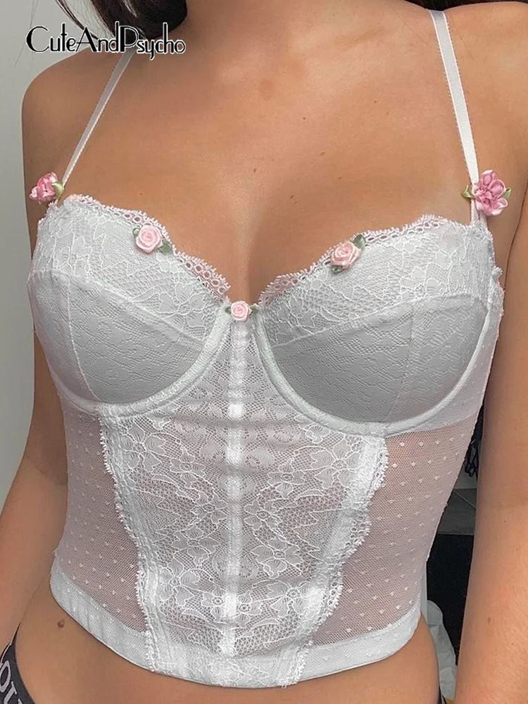

Cuteandpsycho Sexy Milkmaid Clubwear Corset Camisole Backless Cute Cropped Women Bustiers Aesthetic Sleeveless Harajuku Outfits