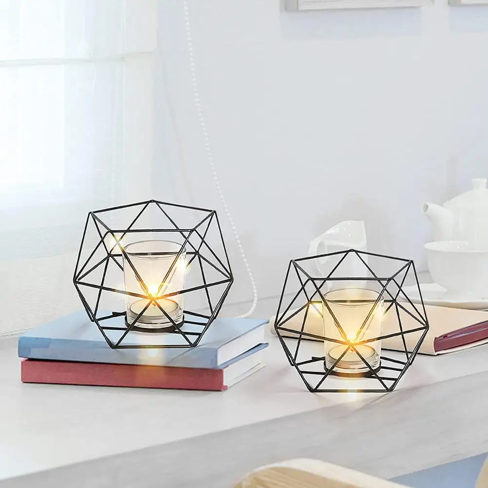 

Geometric Metal Candle Holder Candlestick Ornament Tea Light Holder For Wedding Party Table Decoration