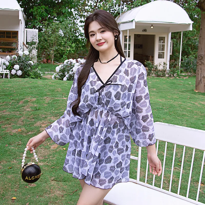 Модный женский купальник-бикини в стиле Ins с принтом и лямкой на шее эстетичные