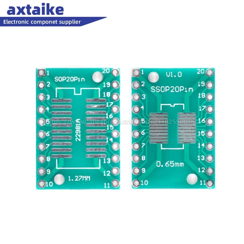 

10PCS TSSOP20 SSOP20 SOP-20 SOP20 to DIP20 PCB Transfer Board DIP Pin Board Pitch IC Adapter plate Conversion board 0.65/1.27mm