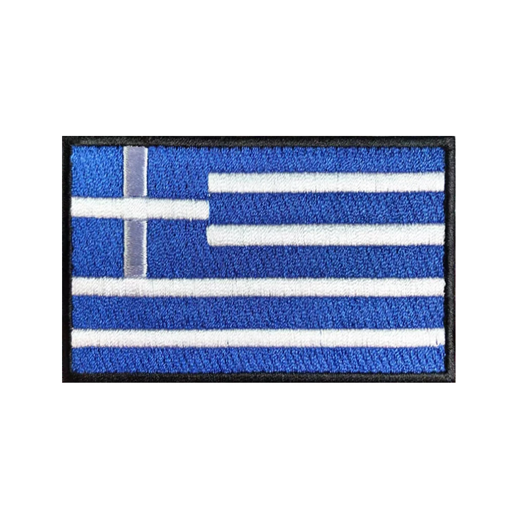 

1PC Greek Flag Greece Armband Embroidered Patch Hook & Loop Or Iron On Embroidery Badge Cloth Military Moral Stripe