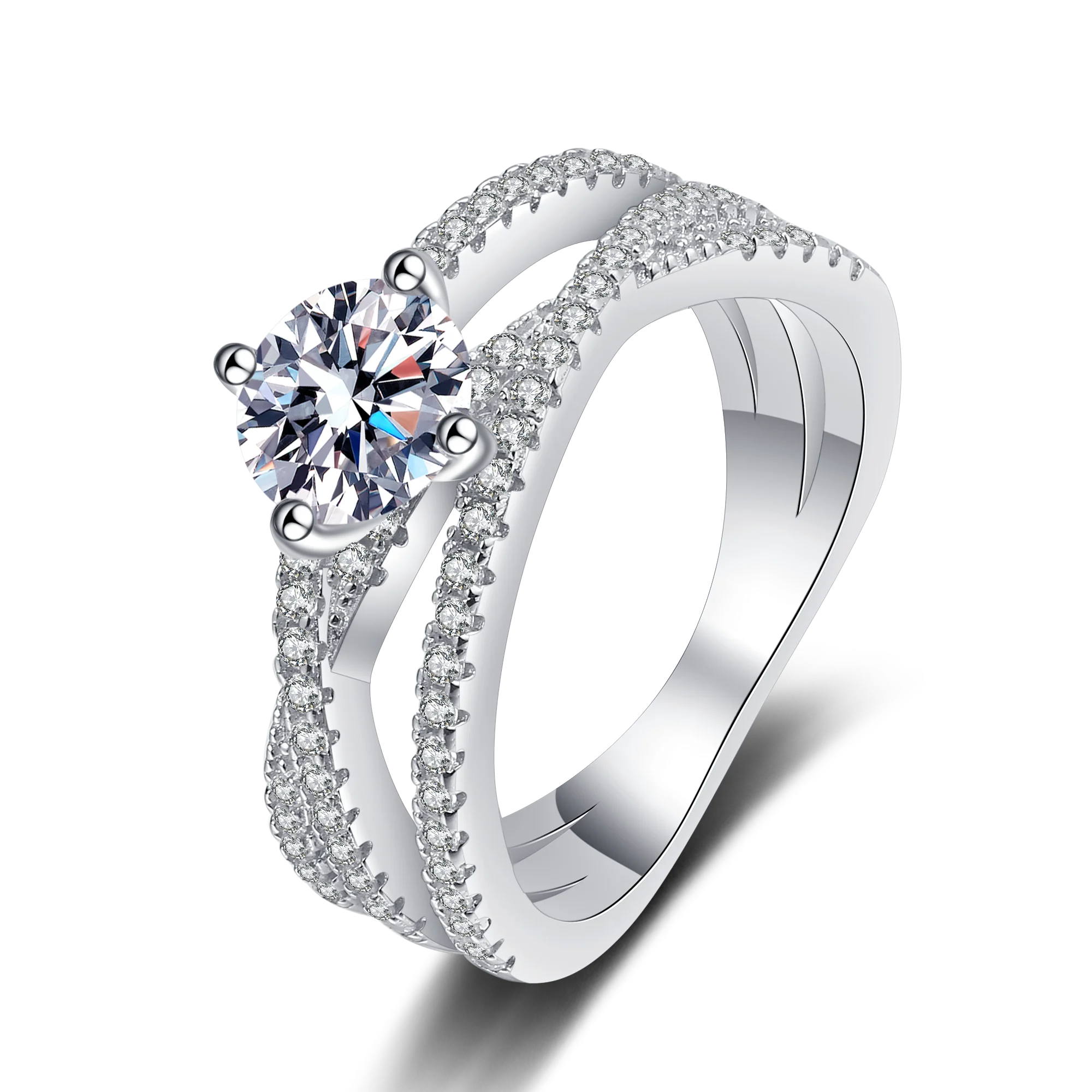 

Aisne Real 1 Carat D Color Moissanite Wedding Rings For Women Top Quality White Gold Color 100% 925 Sterling Silver Jewelry Ring