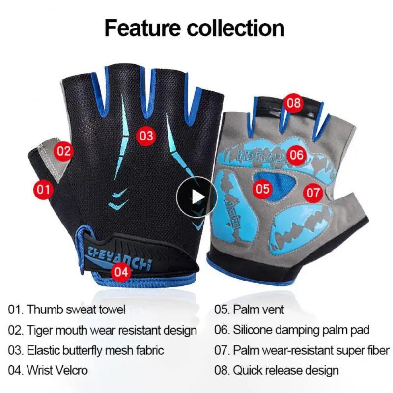 

Men's Cycling Gloves Sports Exercise Fitness Non-Slip Breathable Riding Shock-absorbing Half Finger Gloves Bicycle Accessories