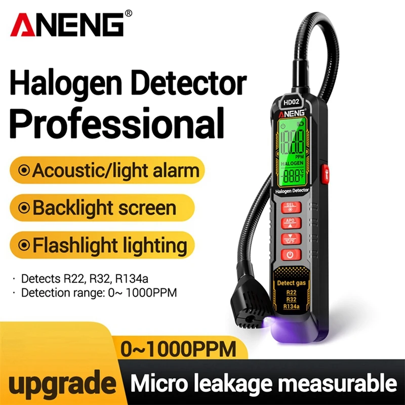 Фото ANENG HD02 Галогенный детектор утечек R22/R32/R134a Детектор газа Анализатор Перезаряжаемый бензиновый кондиционер Инструмент для тестера №2