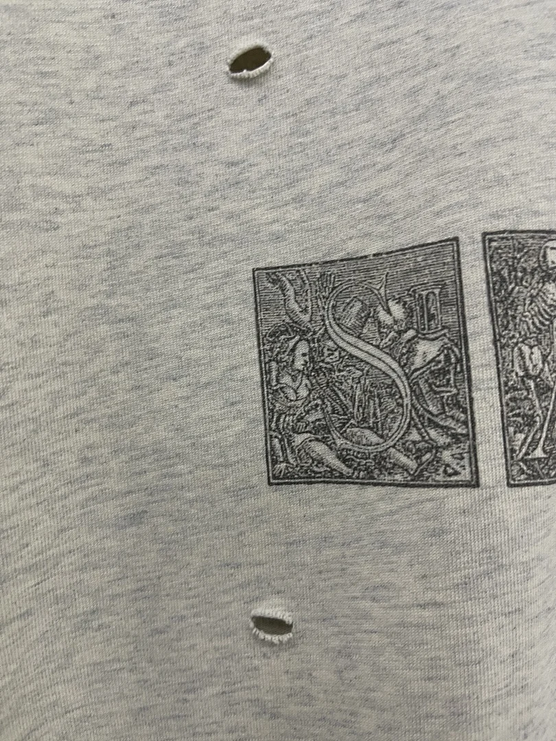 Фото Футболка унисекс 25SS SAINT x Tears Graffiti Logo, винтажная, с эффектом потертости, оверсайз, хип-хоп, повседневная, хлопковая №4