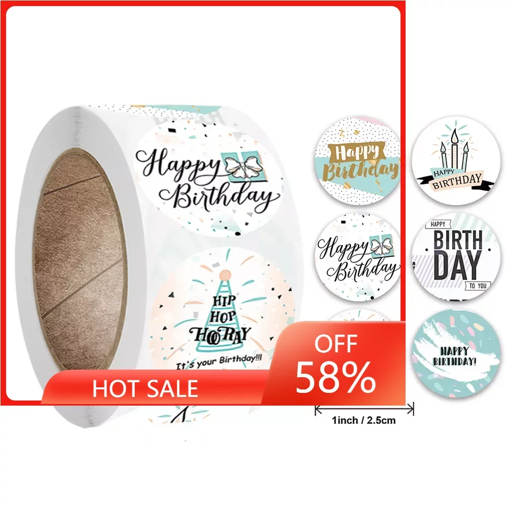 

Cute Happy Birthday Stickers 2.5cm/1 Inch Children's Birthday Party Gift Sealing Decorations Greeting Card Labels