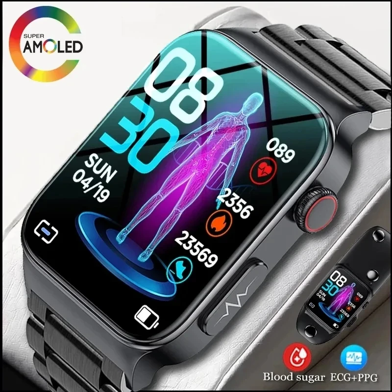 

Non-invasive Blood Glucose Health Smart Watch Men ECG+PPG Blood Pressure Measurement lood Sugar Heart Rate Monitoring SmartWatch