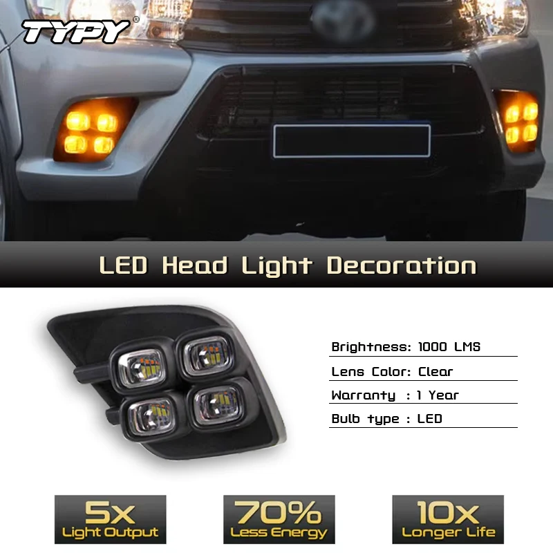 TYPY CSCSNL 2 шт. для Toyota Hilux Revo Vigo 2015 2016 2017 светодиодные DRL дневные ходовые огни дневного