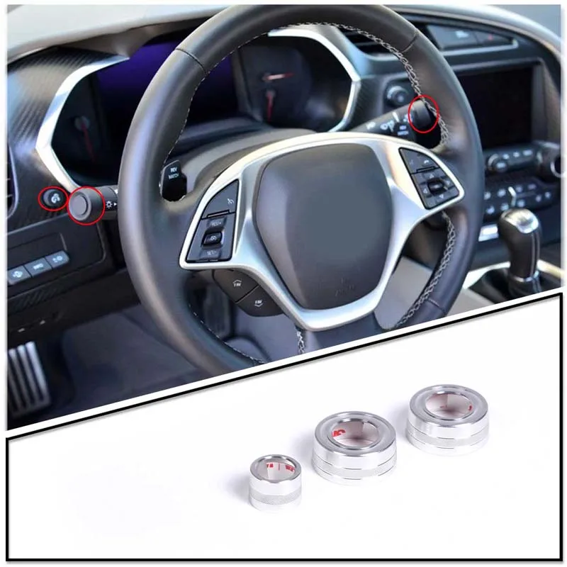 

For Chevrolet Corvette C7 2014-2019 Aluminum Alloy Car Turn Signal Windshield Wiper Lever Switch Cover Trim Ring Auto Accessorie