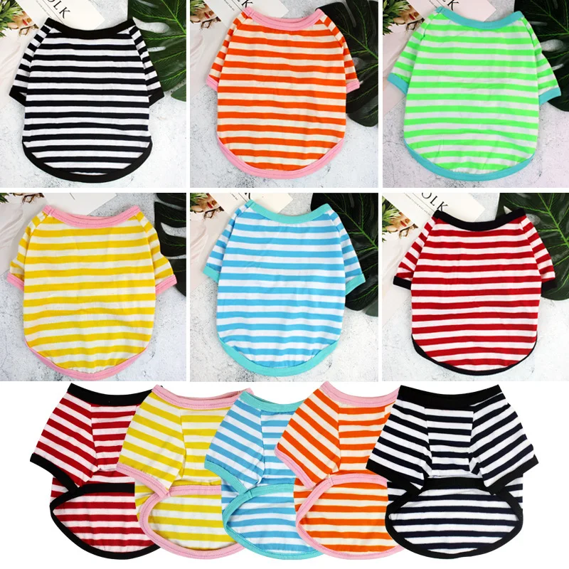 Pet Clothes Dog Summer Clothes Stripe T-Shirt Small And Medium-Sized Dog Bomei Teddy Summer Spring Thin