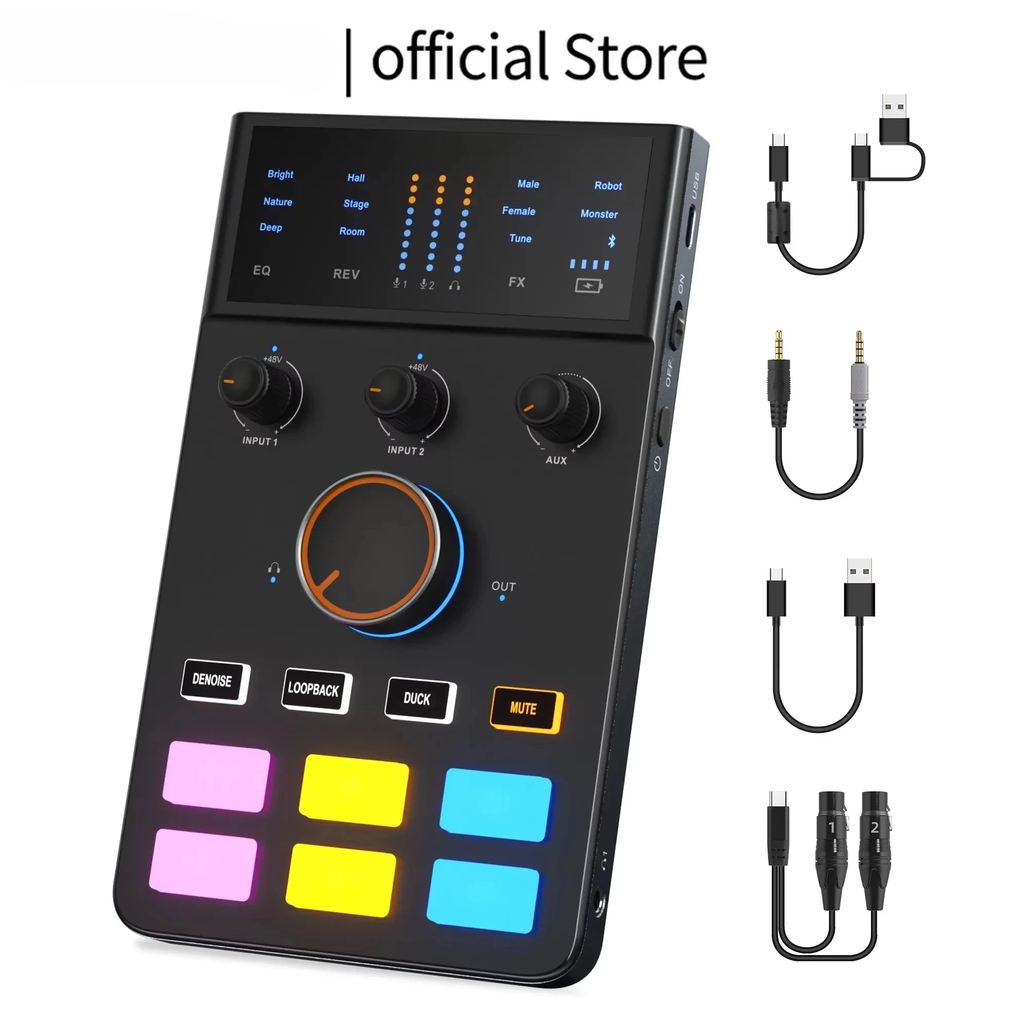 Фото Аудиоинтерфейс ADCaster C1, Bluetooth-подключение для стриминга/игр/подкастинга, звуковая карта для iMAC, iPhone, Android №1