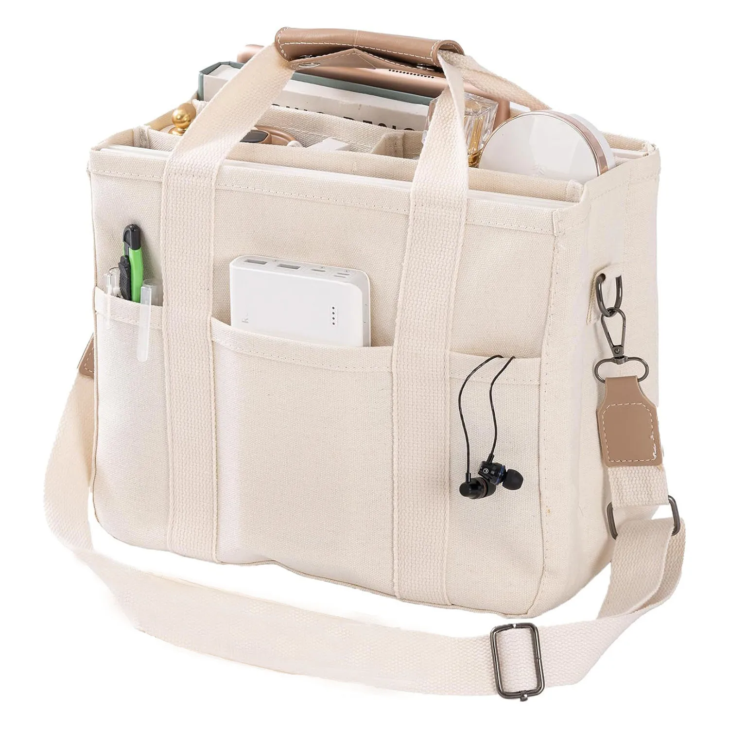 Женская Парусиновая Большая Сумка С Несколькими Карманами Регулируемый