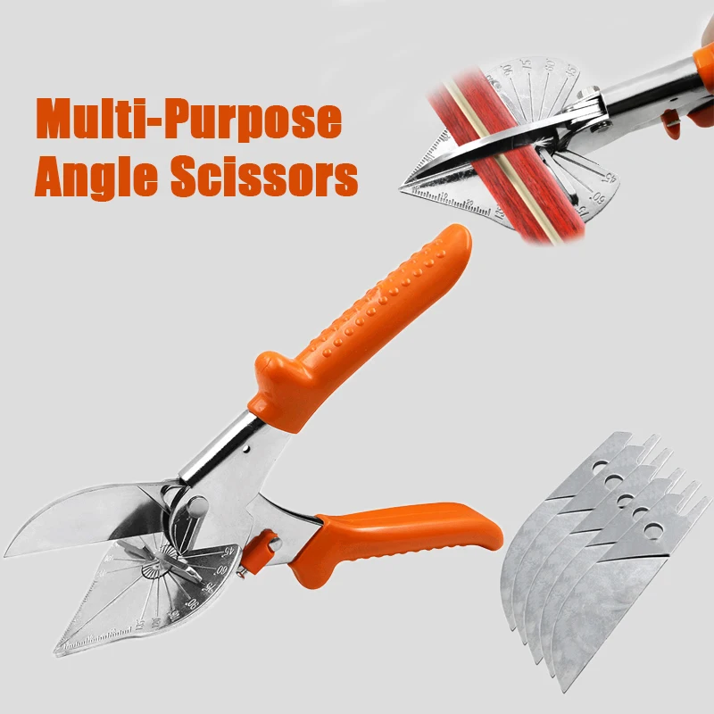Multi-purpose 45 Degree 90 Degree Edge Angle Scissors Multifunction Angle Shears Wire Slot Cutter Option Replacement Blades