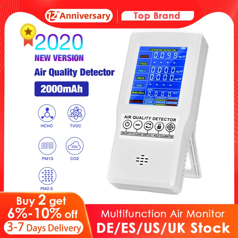 Точное тестирование формальдегида многофункциональный детектор PM2.5 PM10 CO2 AQI для