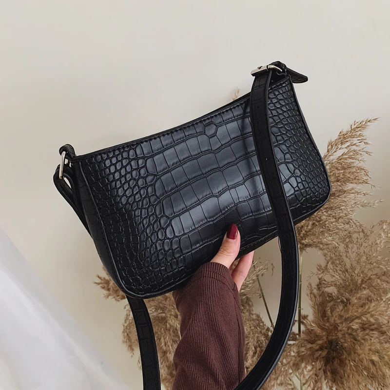 

Messenger Handbags Retro Alligator Pattern Women shoulder bags Flap New PU Leather Casual Solid crossbody bags for women
