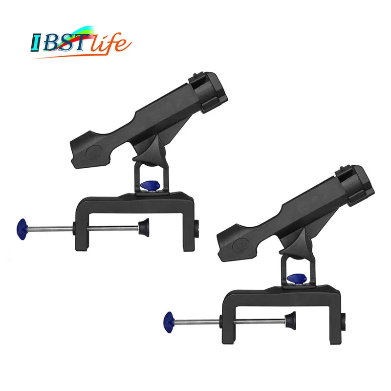 

2 pieces 360 degree adjustable Fishing Rod Holders clamp on Removable Kayak Boat Support Pole stand Bracket
