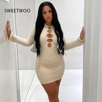 long sleeve bodycon sexy mini dress women elegant hollow out party birthday tight short dresses 2022 spring autumn y2k clothes