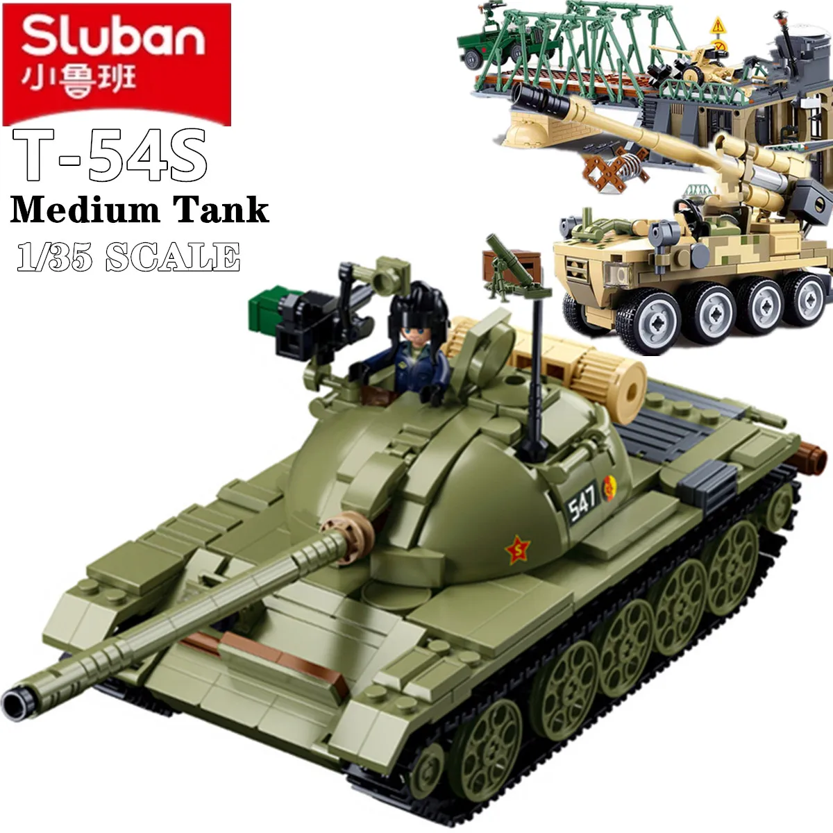 

New Sluban WW2 T-54 Main Battle Tank Building Block Classic World War II Military Armored Vehicle Model Bricks Boy Kid Toys Gift