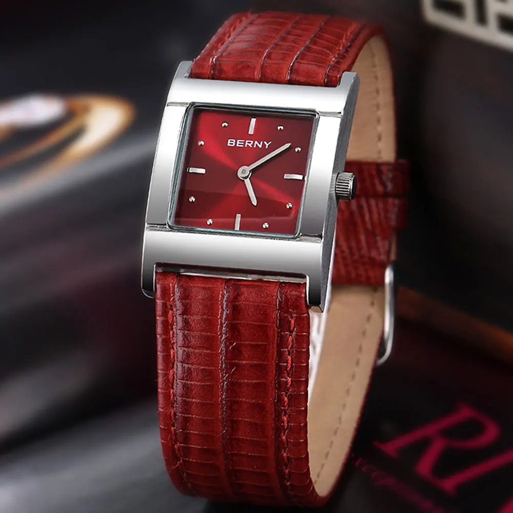 Enlarge Watch for Women Japan Movement Quartz Clock Business Wristwatch Waterproof Stainless Steel Case Back Cover Soft Leather Bracelet