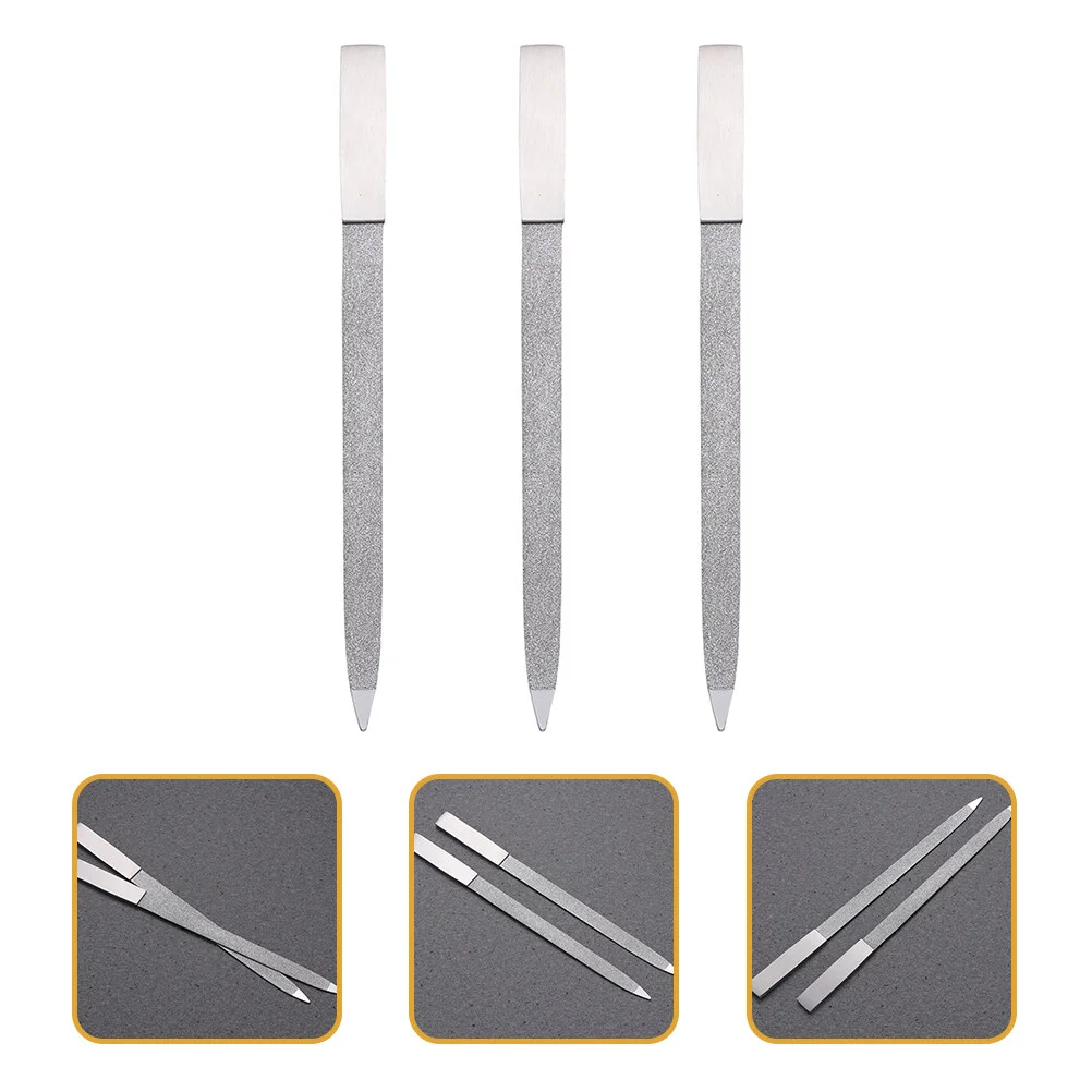 

3 Pcs Double Sided Nail File Metal Files Trimmers Stainless Steel Tools Manicure Household Para Uñas