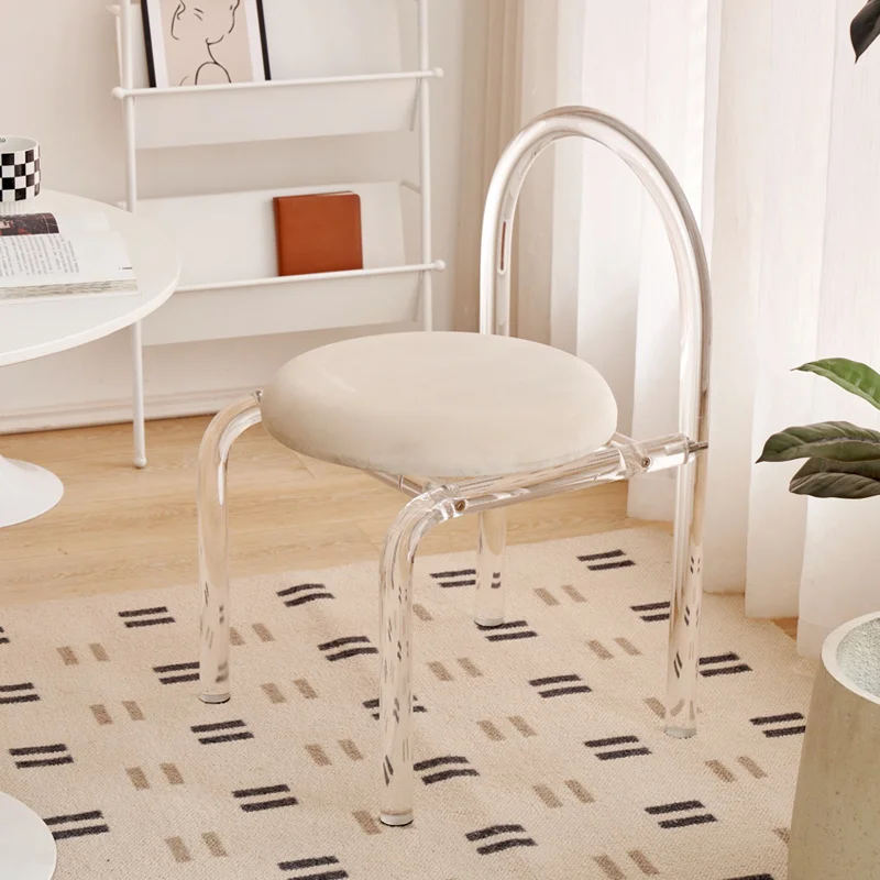 

Nordic Coffee Chairs Living Room Furniture Luxury transparent legs Armchair Ergonomic Makeup Chair cute sillas household items
