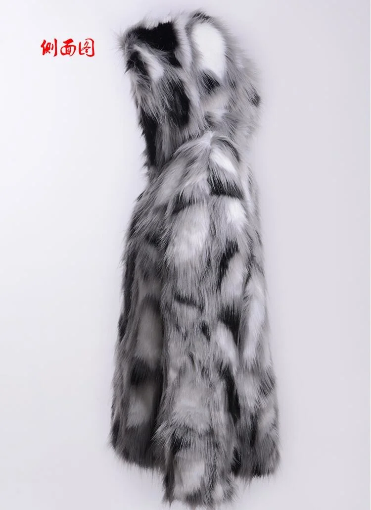 

2022 New Haining personality Wild casual men's autumn and winter high imitation fox fur coat male plus size jackets