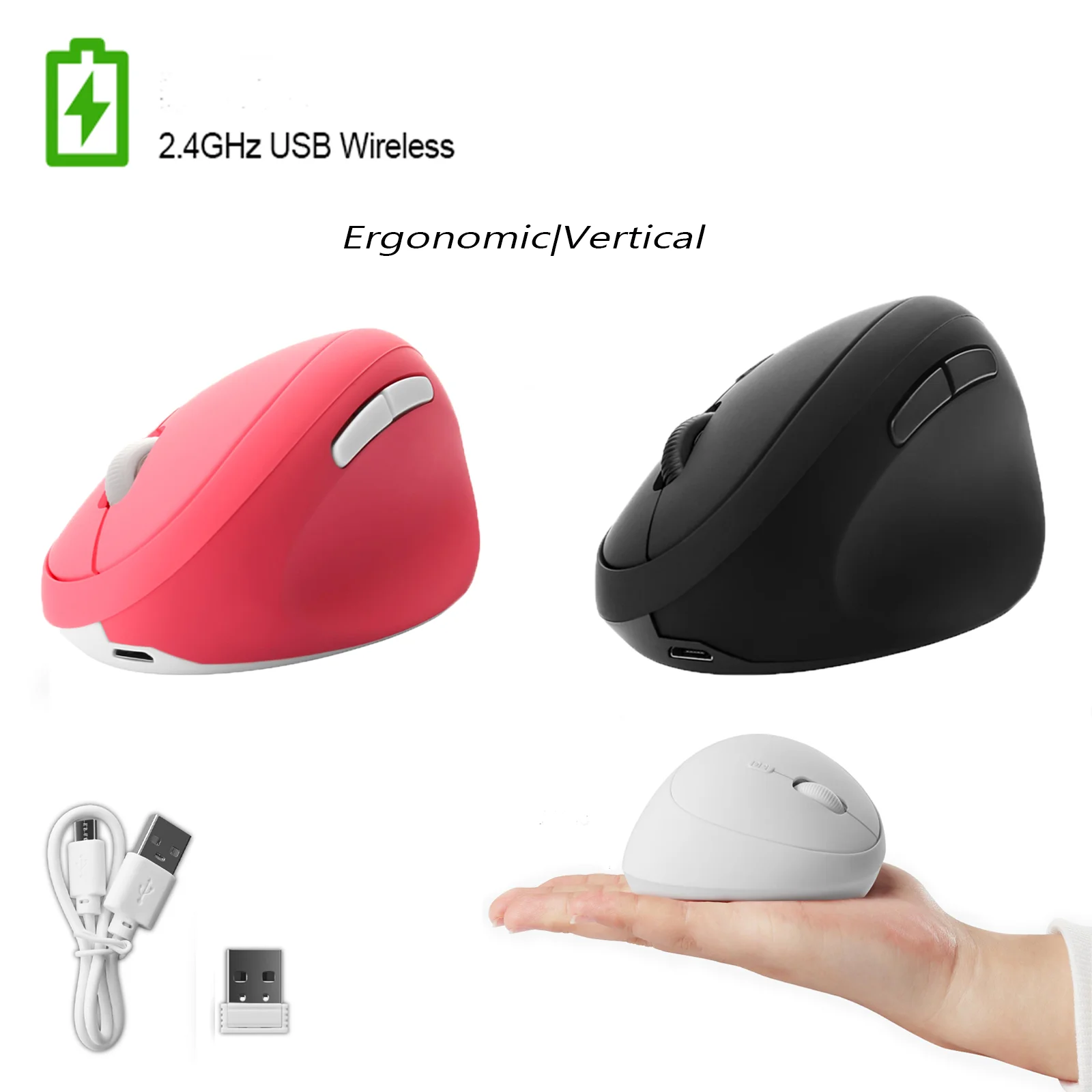 Rechargeable Ergonomic Vertical Mouse 2.4G Wireless Optical USB Mice Mini Computer Gaming Mause For Laptop PC Tablet Small Hand