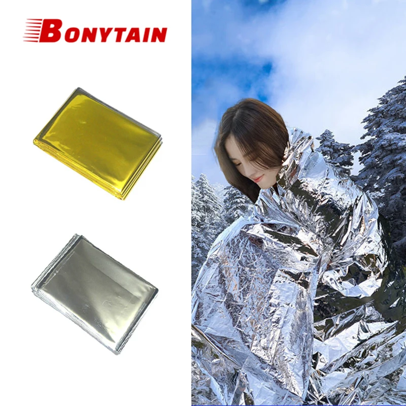 Emergency Blanket Outdoor Survival First Aid Military Rescue Kit Windproof  Waterproof Foil Thermal Blanket for Camping Hiking