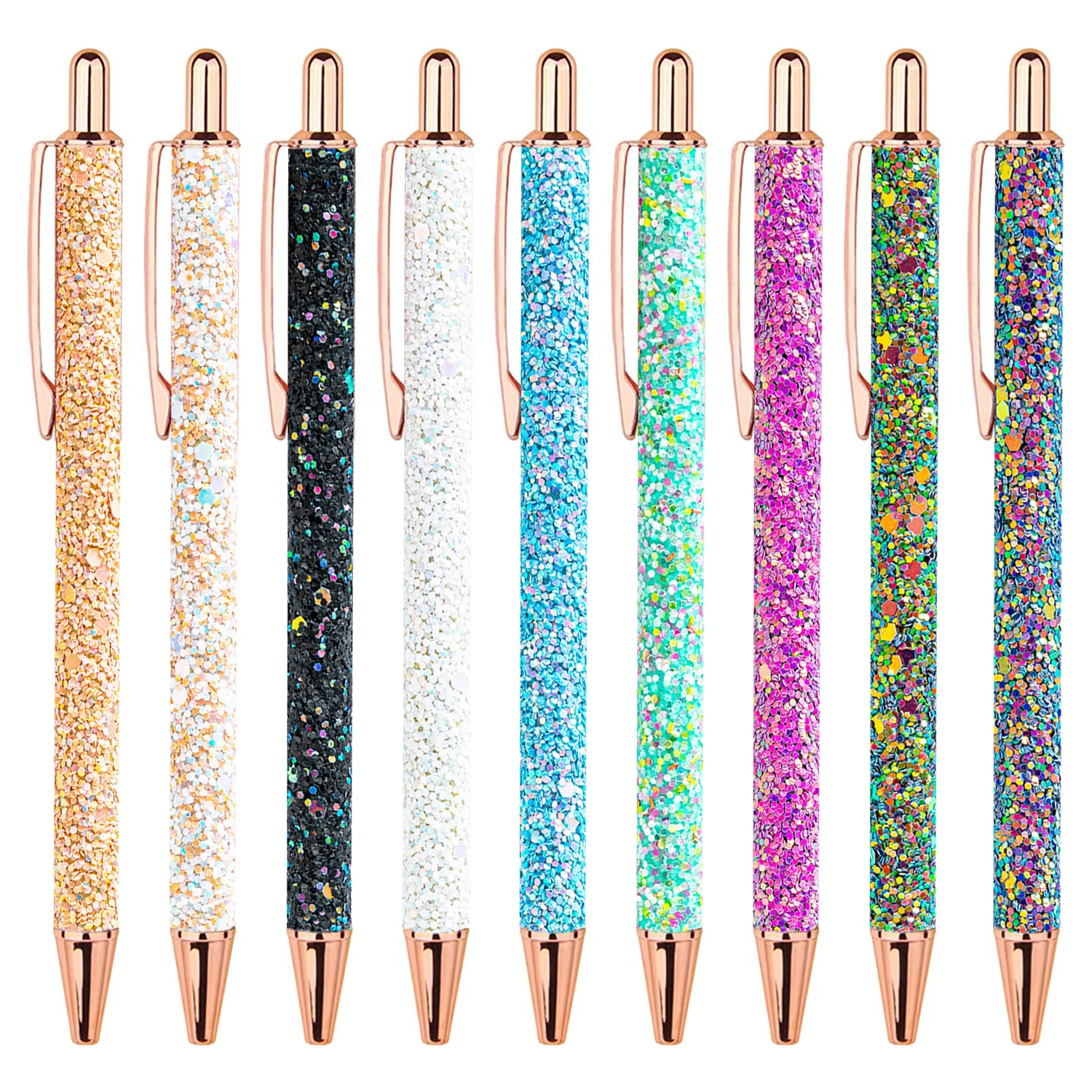 

Glitter Bling Ballpoint Pens Sparkly Metal Pens Retractable Sequins Fancy Pens for Women Supplies Black Ink Medium Point 1.0 mm