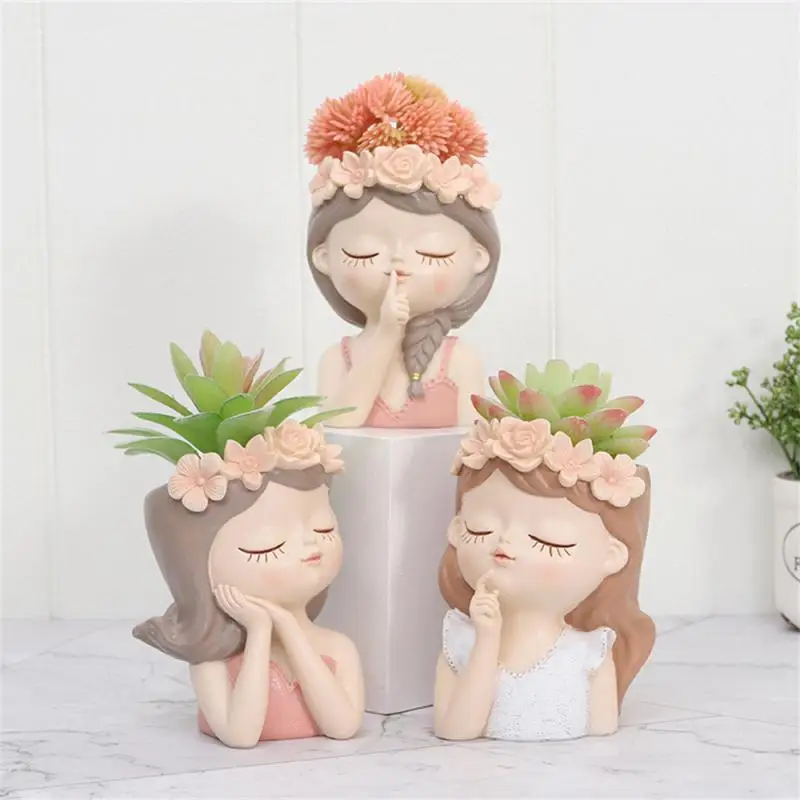 

Gardening Landscape Small Flower Pot Cactus Planter Home Succulent Planter With Drain Holes Cute Girl Potted Flower Pot Desktop