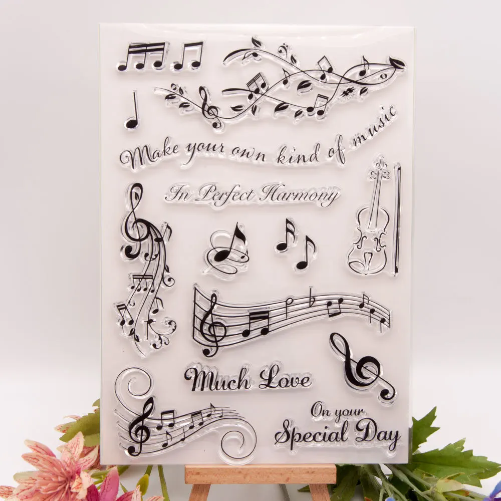 

Musical Note Decoration Transparent Stamp for DIY Clear Rubber Stamp Sheet Cling Scrapbooking Photo Album Papercard Violin Craft