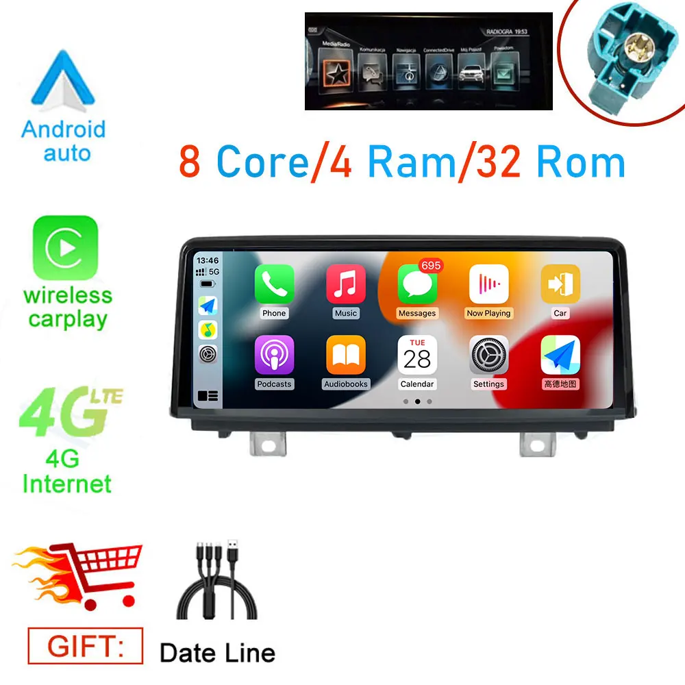 

8,8-дюймовый экран Android 14, ID8 для BMW F30 F20 F31 F22 F21 F32 F33 F36 EVO, автомобильный монитор Carplay, мультимедийный плеер Speacker