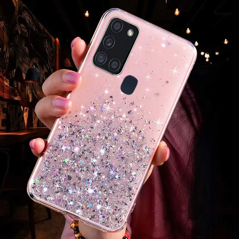 

For Samsung A21S Case Luxury Glitter Bling Cover Samsung Galaxy A21S A 21S A21 S Soft Silicone Phone Cases Bumper Funda Capa