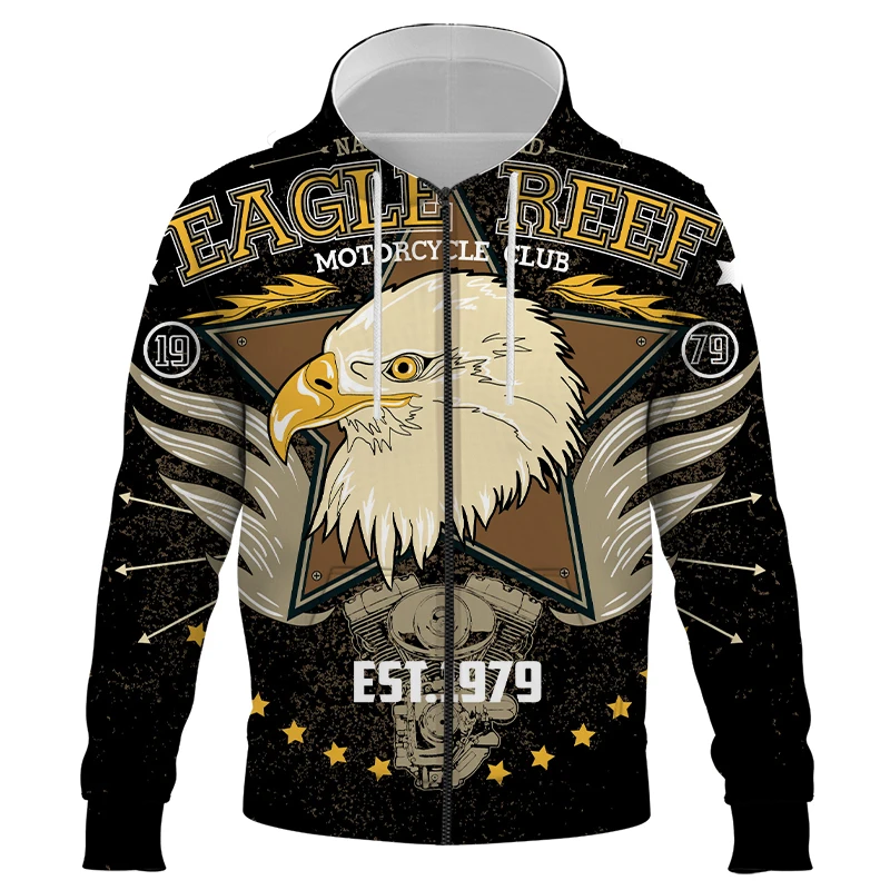 

Vintage Eagle pattern 2021 Fashion Latest Fall 3D Zipper Hoodie Oversized Sports Harajuku Long Sleeve Pullover Jacket Clothes