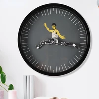 bruce lee kung fu personality wall clock creative round clock bruce lee kung fu wall clock mute wall clock home decorations