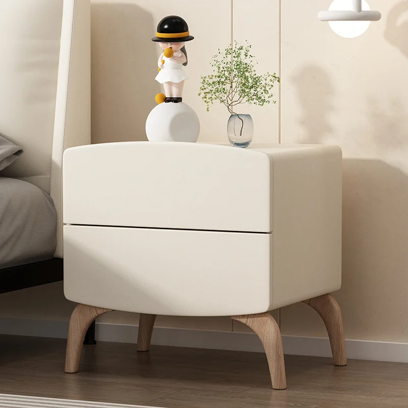 

Simple And Modern Solid Wood Bedside Table Italian Light Luxury Minimalist Night Table Children's Cream Wind Storage Cabinet