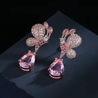 2022 new trend fashion long cubic zirconia statement tassel earrings bling hypoallergenic bridal wedding jewelry gift