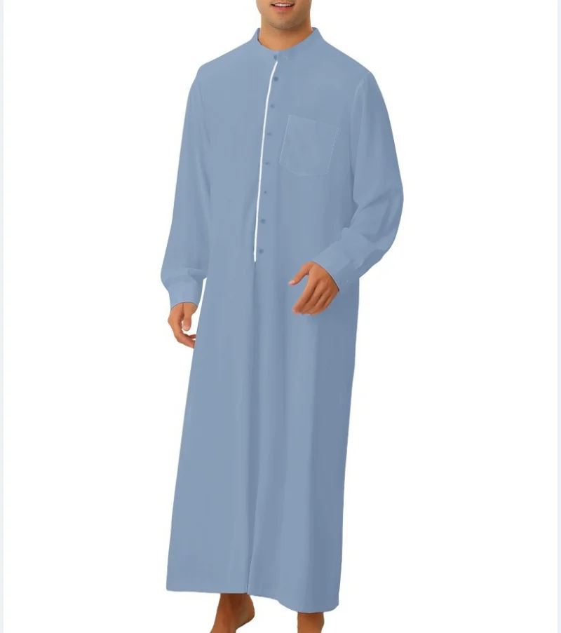 Muslim Fashion Men Pocket Shirt Robe Ramadan Eid Arabic Jubba  Thobes Abaya Bonnet Homme Musulman Islamic Clothing Men Kaftan