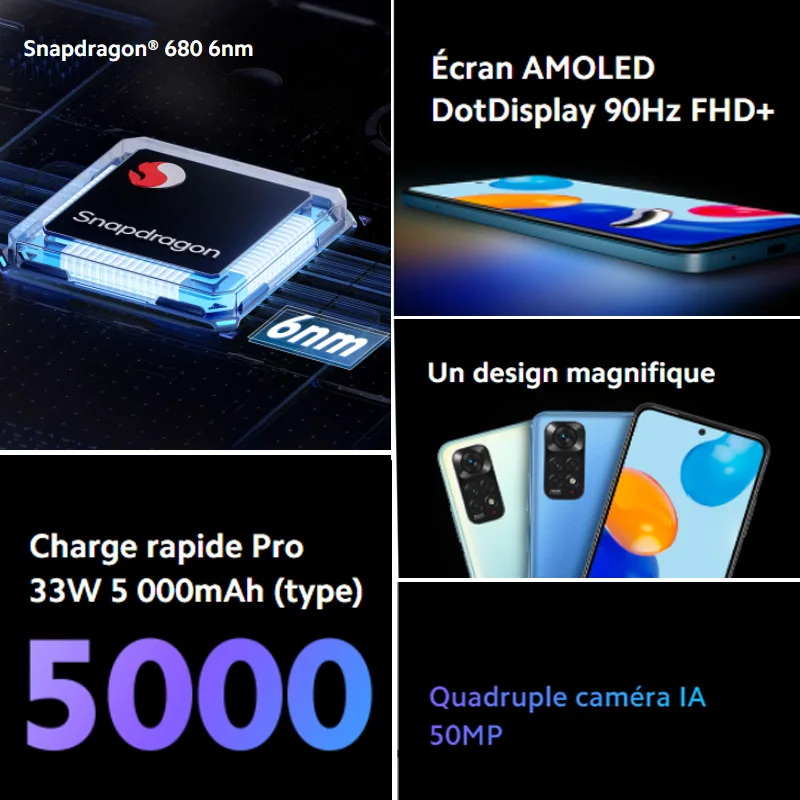 Najtaniej Xiaomi Redmi Note 11 NFC Smartphone Globalna Wersja Snotagon 680 Octa Core 33W Szybkie ładowanie 50mp Quad Camera Globalna Wersja UE ładowarka