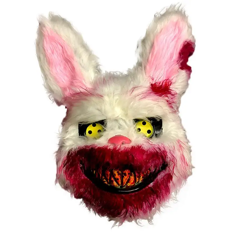 

Halloween Plush Bunny Mask Horror Realistic Rabbit Full-face Headgear Cosplay Masquerades Party Performance Prop for Adults