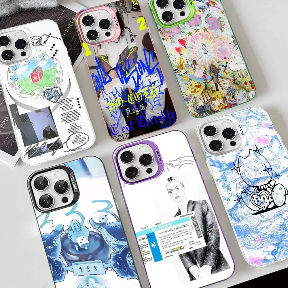 Фото Чехол для телефона Bladee Crest для iPhone 17 16 15 14 11 12 13 Pro Max Plus Pro, серебристый цветной чехол №1