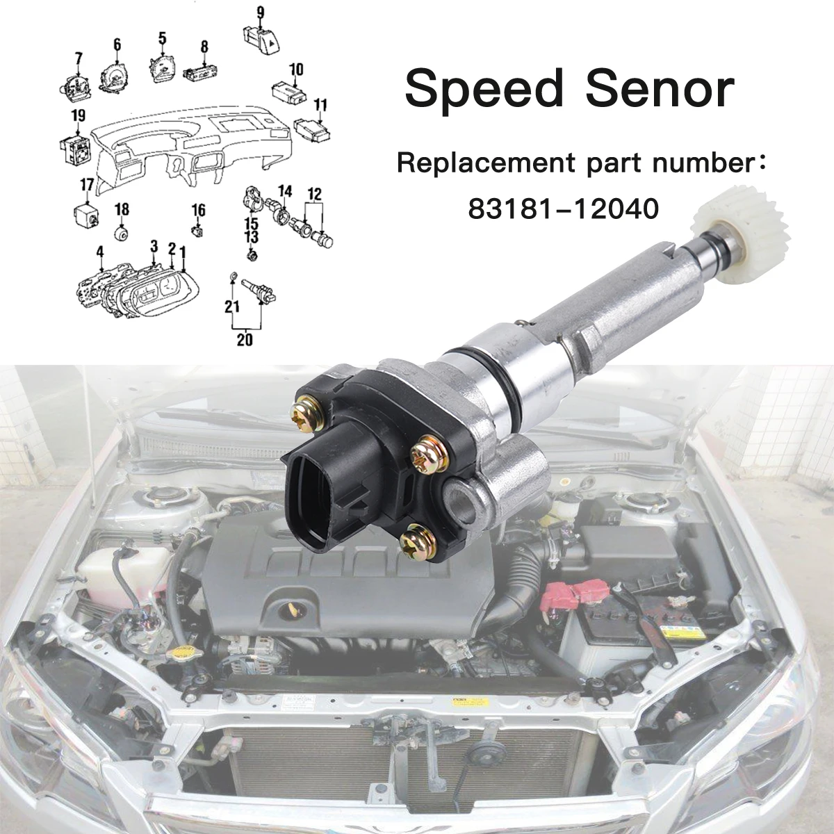 

83181-12040 Transmission Output Speed Sensor For Toyota Camry Corolla RAV4 Yaris Lexus ES30 Chevrolet Prizm