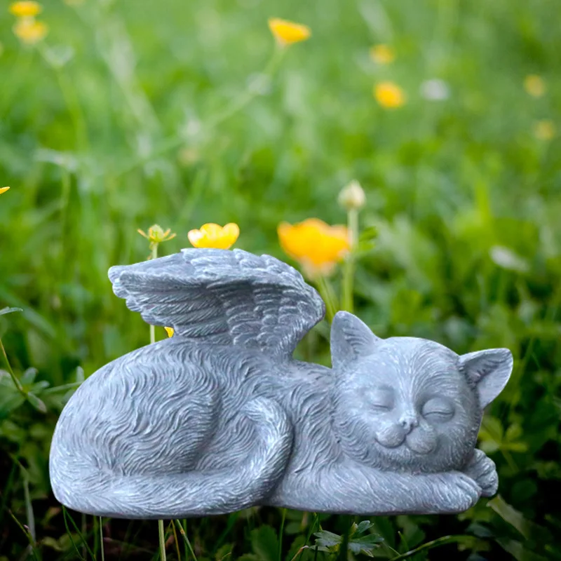 

Dog Sleeping Angel Wings Memorial Statue Souvenir Grave Marker Figurine Garden Sculpture Commemorative Cat Cemetery Decorations