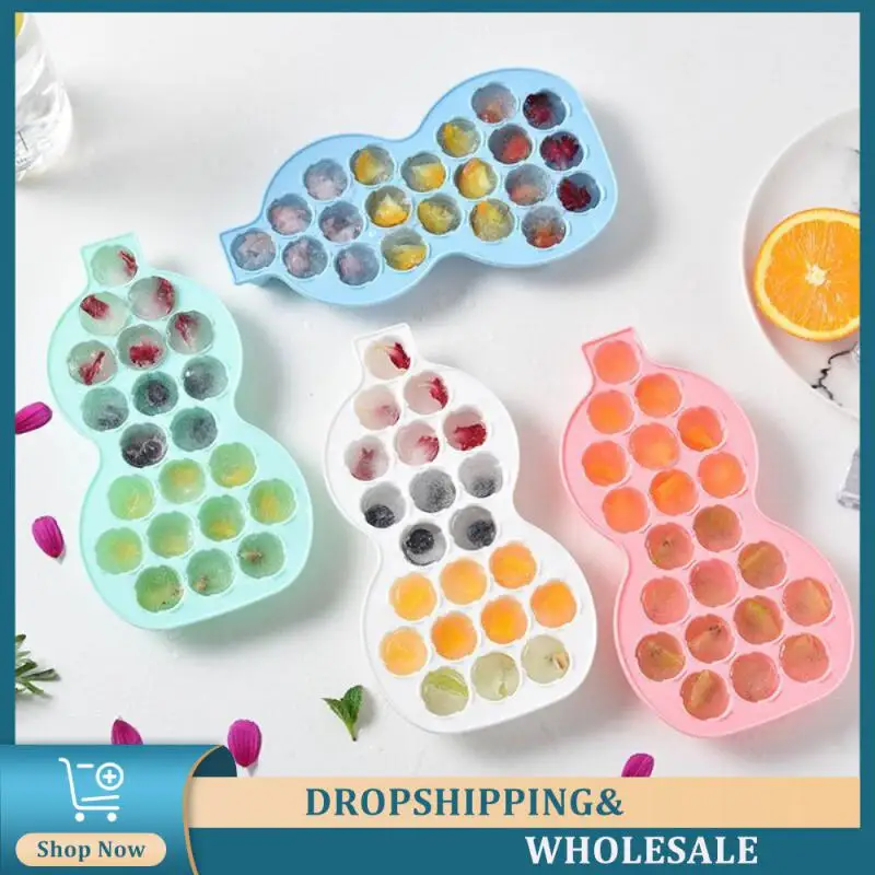 

1 Pcs Silicone Ice Tray With Lid Homemade Ice Mold Creative Gourd Popsicle Sorbet Mold Baby Food Box Ice Cream Tools
