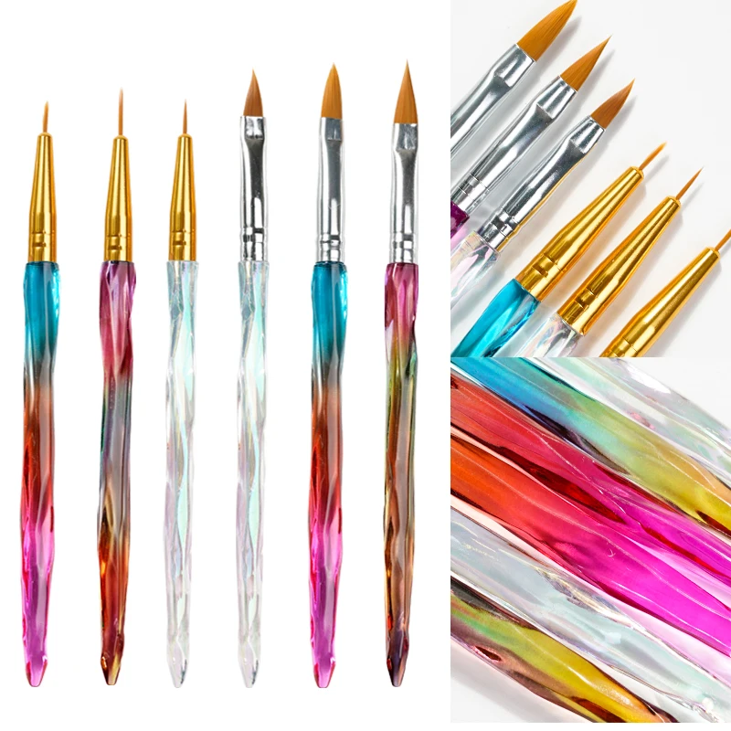 

3-6 pcs/pack Acrylic French Stripe Nail Art Brush Set Mixed Ultra Fine Line Brush Gel Brush Painting Tool