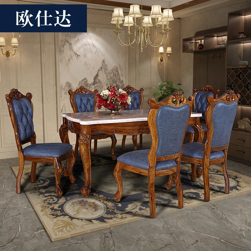 

Мебель для ресторана, стол из эбенового дерева, полностью из массива дерева, один стол, шесть стульев, четыре стула, прямоугольный стол для виллы