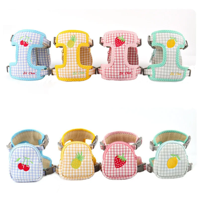 

Шлейка и поводок для собак, регулируемый сетчатый дышащий жилет, нагрудный ремень, вышивка, рюкзак для кошек и собак, поводок для прогулок на...