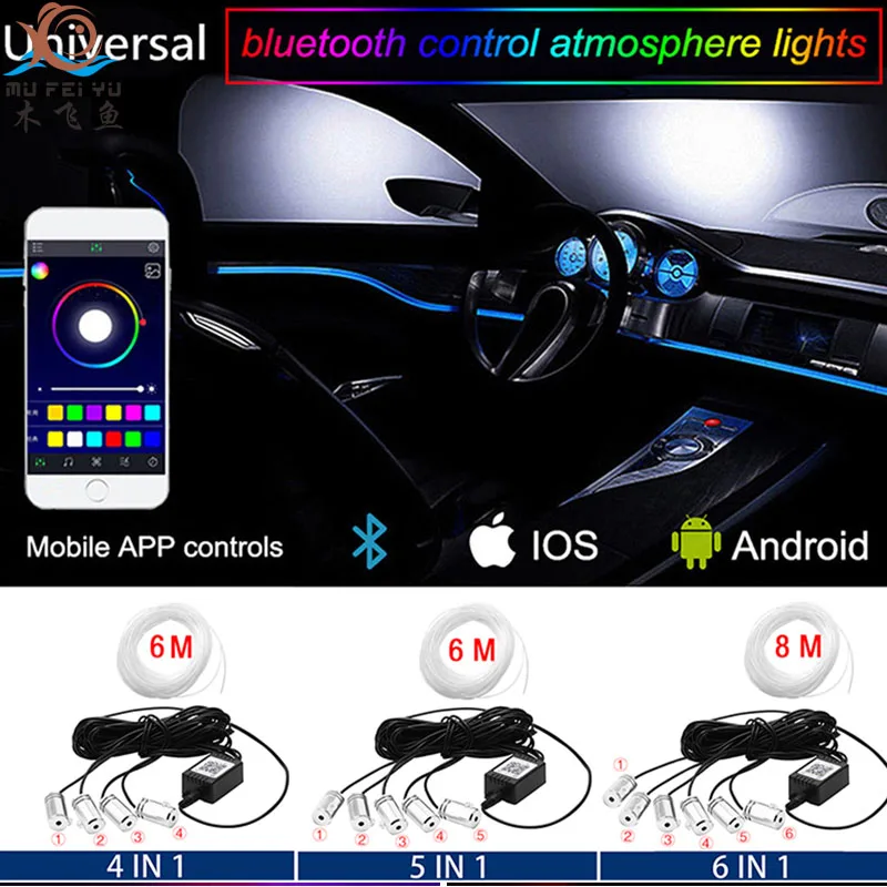 

RGB-Лента светодиодная неоновая для салона автомобиля, 4/5/6 в 1, 12 В
